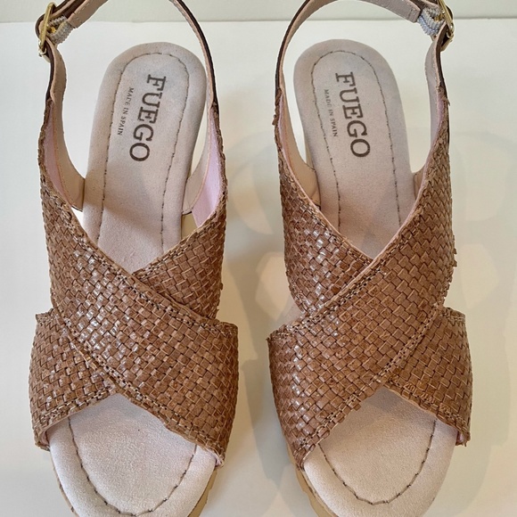 FUEGO Wedge Sandal Light Brown Fossil Talia 38 - Picture 1 of 5